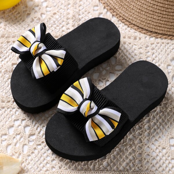 

Toddler Girls Bow Decor Slides, Multicolor