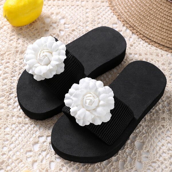 

Toddler Girls Floral Appliques Slides, White