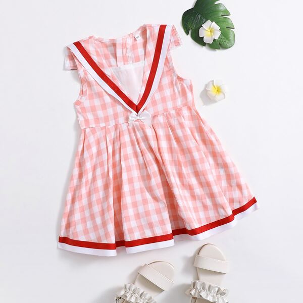 

Baby Girl Striped Tape Gingham Dress, Orange