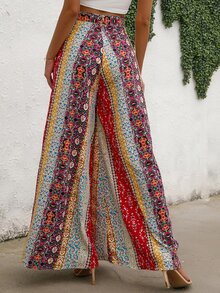 SHEIN LUNE Daisy Floral Wide Leg Pants - Multicolor - View 2