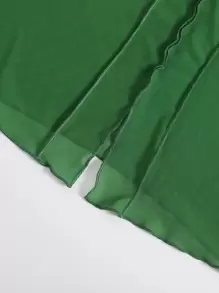 SHEIN EZwear Lettuce Trim Solid Mesh Top - Green - View 4