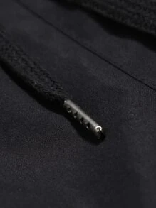 Manfinity Homme Men Letter Graphic Drawstring Shorts Knee Plain Casual - Black - View 4