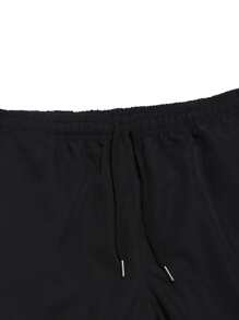 Manfinity Homme Men Letter Graphic Drawstring Shorts Knee Plain Casual - Black - View 6