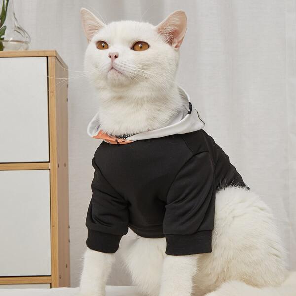 

Planet Print Pet Hoodie, Black and white