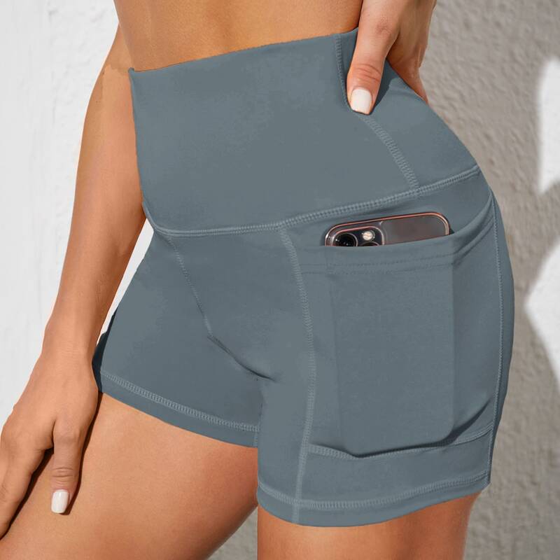 

Wide Band Waist Sports Shorts With Phone Pocket, Grey