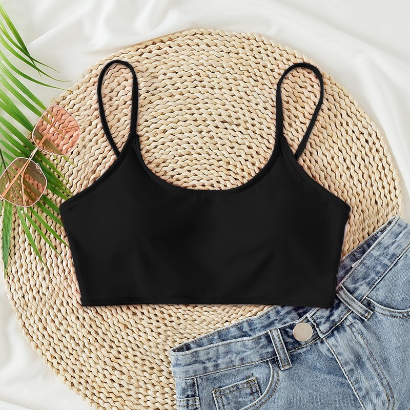 

Adjustable Strap Bikini Top, Black