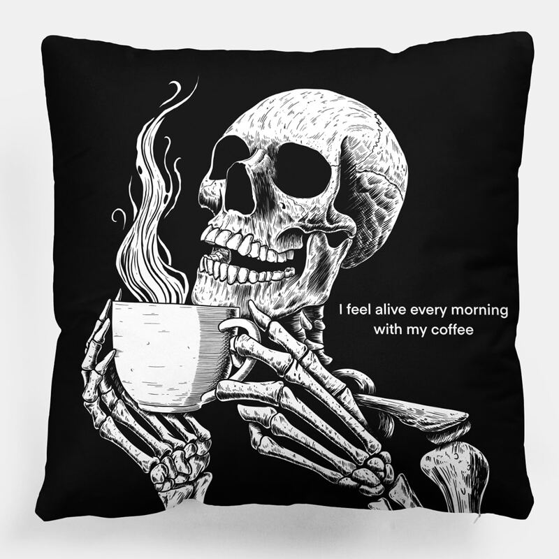 

Skeleton Pillow Cover Without Filler, Black and white
