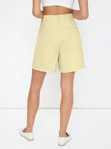 BizChic 素色折疊百褶短褲 - 黃色 - 查看 2