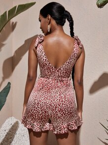 SHEIN SXY Allover Print Knot Backless Cami Romper - Multicolor - View 2