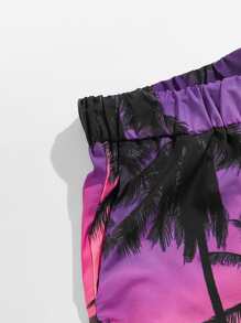 ROMWE MEN Quần Short Nam Dây kéo Thắt nơ trước Nhiệt đới Kỳ nghỉ - Nhiều màu - Xem 4