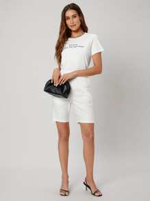 SHEIN Unity Linen Bermuda Shorts - White - View 3