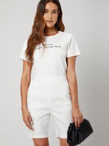 SHEIN Unity Linen Bermuda Shorts - White - View 5