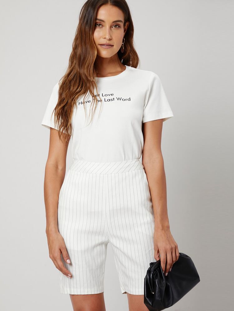 SHEIN Unity Shorts bermuda de lino - Blanco - Añade 5