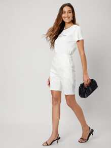 SHEIN Unity Linen Bermuda Shorts - White - View 6