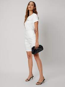 SHEIN Unity Linen Bermuda Shorts - White - View 8