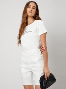 SHEIN Unity Linen Bermuda Shorts - White - View 9