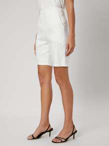 SHEIN Unity Linen Bermuda Shorts - White - View 10