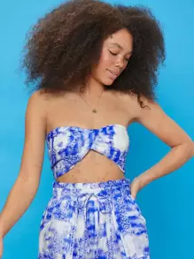 SHEIN Unity 紮染交叉圍裹短版抹胸上衣 - 彩色 - 查看 1