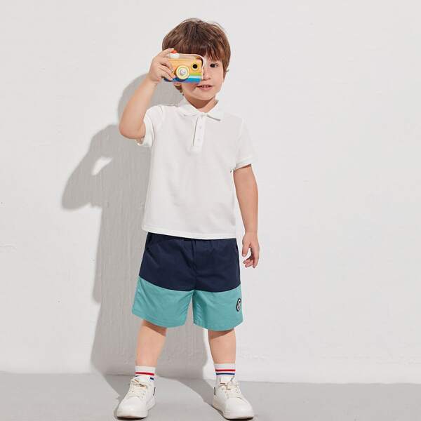 

Toddler Boys Solid Polo Shirt & Colorblock Shorts Set, Multicolor