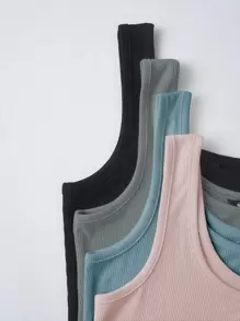 SHEIN Unity 4 piezas top tank corto unicolor - Multicolor - Ver 4