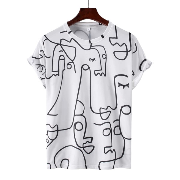 

Men Abstract Figure Graphic Tee, White