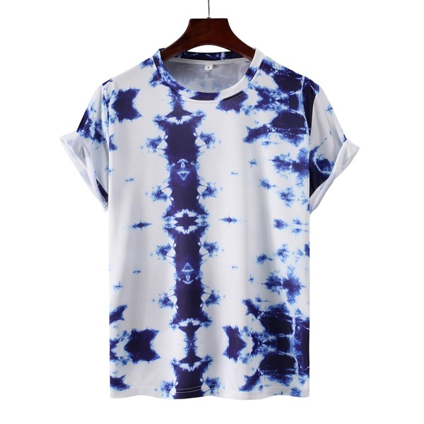 

Men Tie Dye Crew Neck Tee, Blue and white