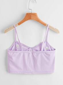 休閒刺綉 羅紋針織花卉印花女士背心 - 紫丁香色 - 查看 2