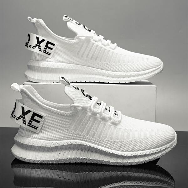 

Men Letter Graphic Lace Up Front Sneakers, White