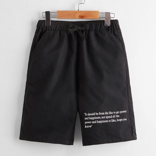 

Boys Slogan Graphic Shorts, Black