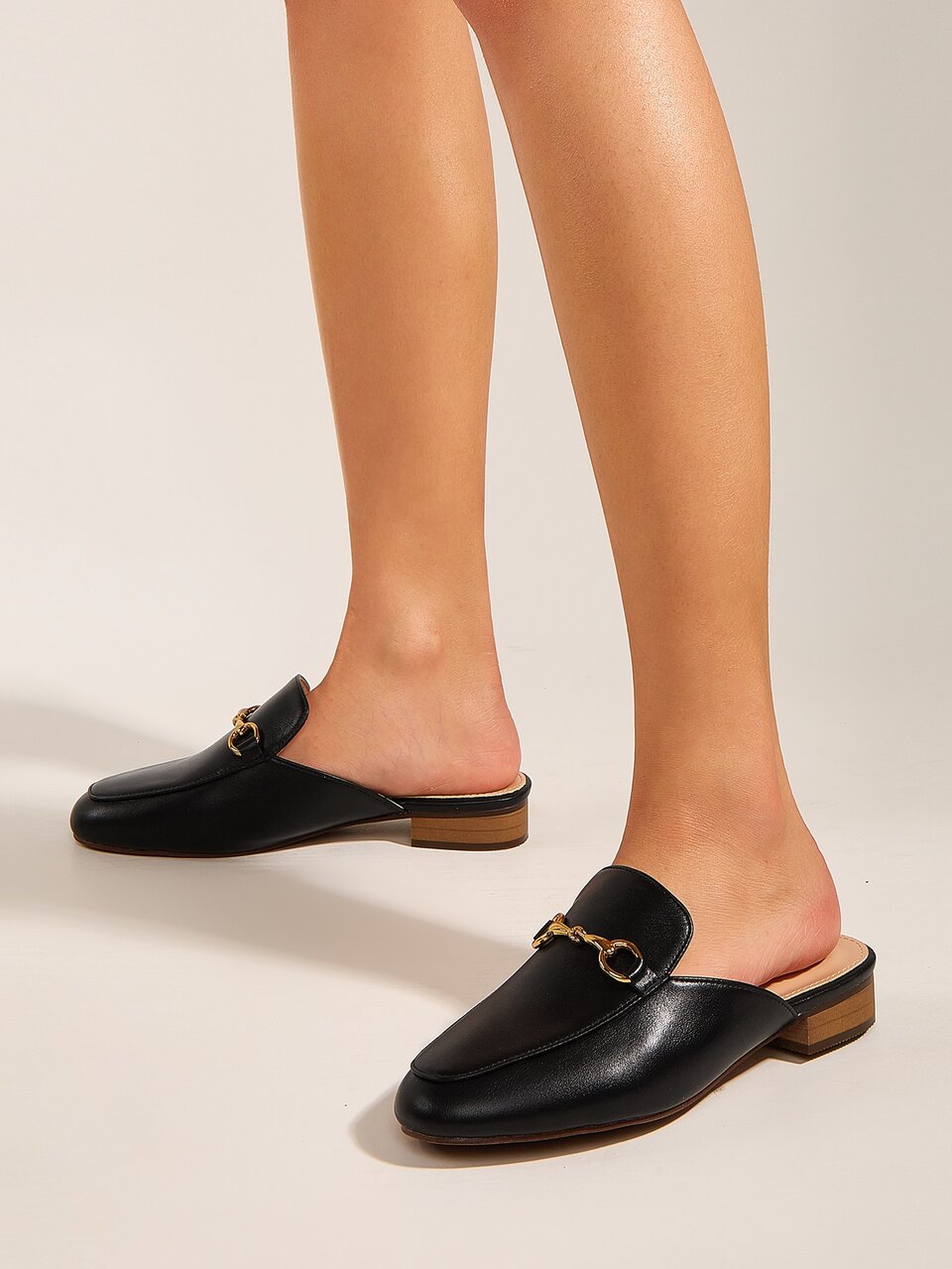 2025 Autumn Summer Backless Flats Women, New Slip-On Mules Shoes, Flat Ballerina Slippers With Metal Buckle, Casual Loafers