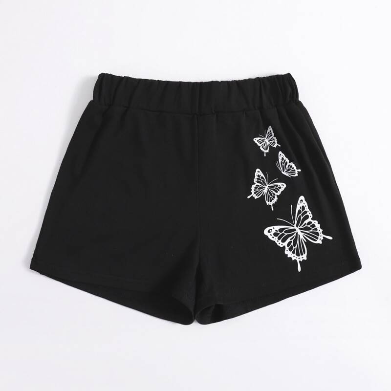 

Butterfly Graphic Shorts, Black