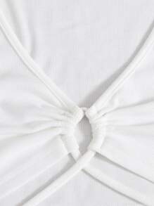 SHEIN Tops de mujeres Lazada Liso Sexy - Blanco - Ver 3