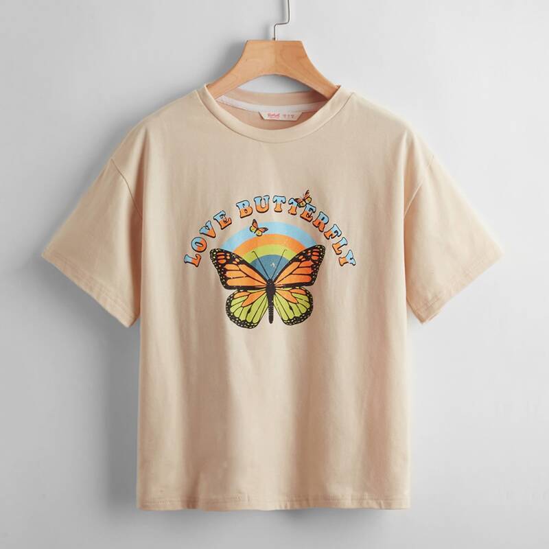 

Letter Butterfly Graphic Tee, Apricot