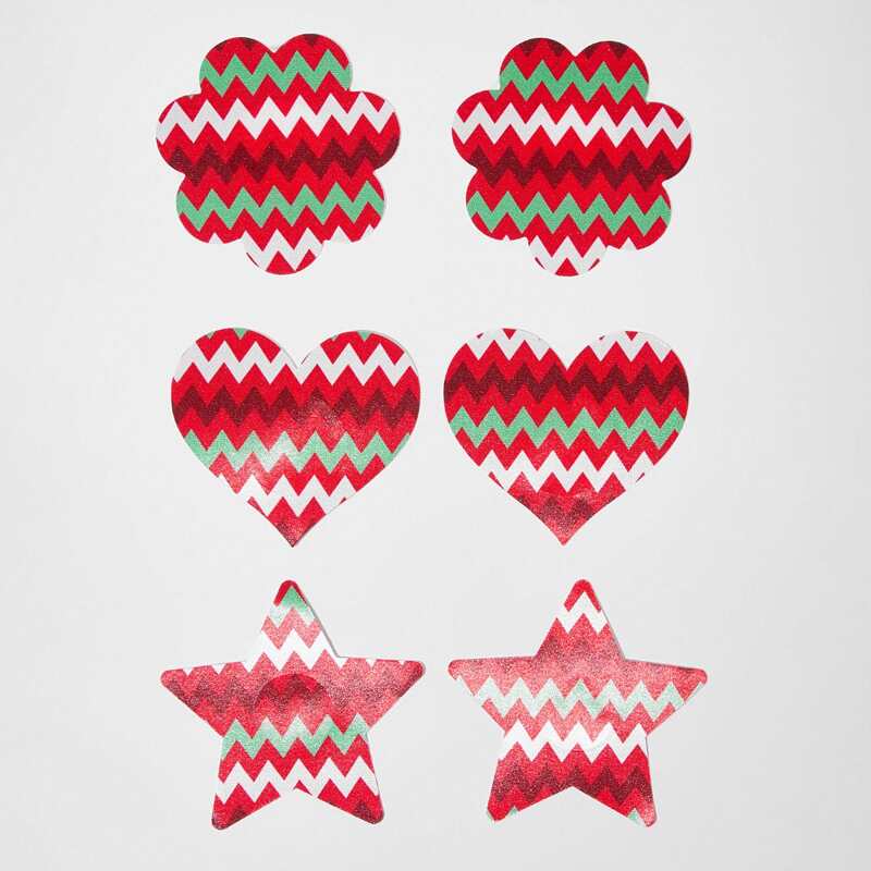 

3pack Striped Nipple Cover Set, Red
