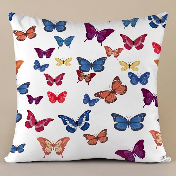 

Butterfly Print Cushion Cover Without Filler, Multicolor