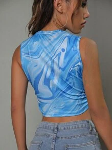 Top corto tank de cuello redondo - Azul - Ver 2