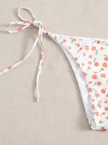 Floral Random Print Halter Bikini - Orange - View 3
