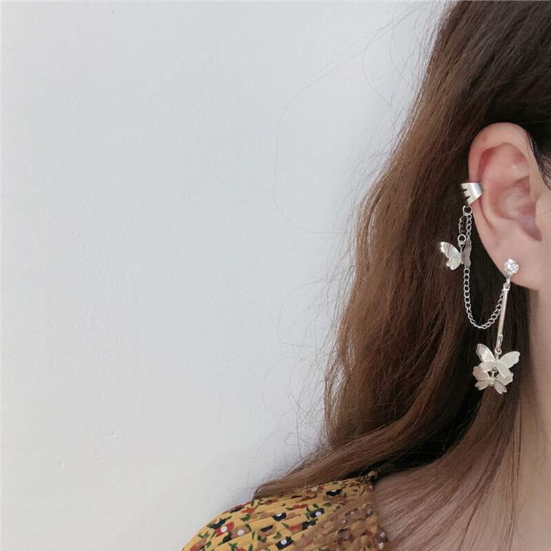 

1pc Butterfly Charm Earring, Silver