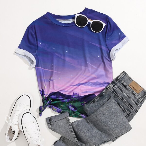 

Plus Floral Print Tee, Multicolor