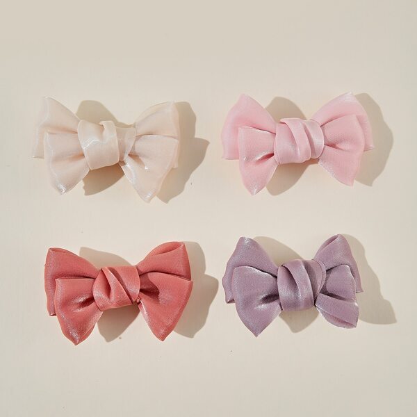 

4pcs Girls Bow Decor Hair Clip, Multicolor