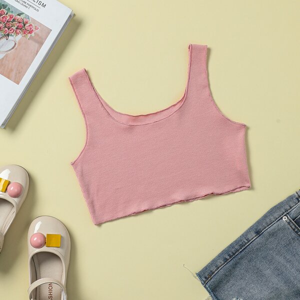 

Girls Solid Scoop Neck Tank Top, Dusty pink