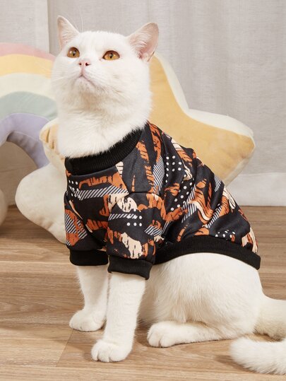 تي شيرت حيوانات أليفة بنمط مموه