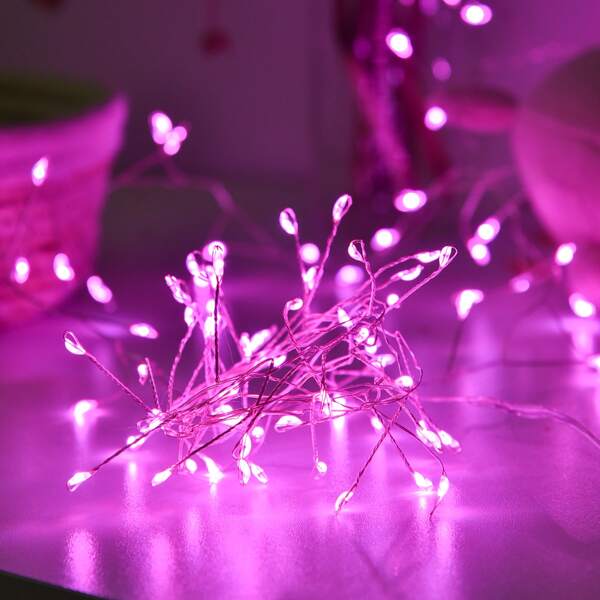 

1pc 1.5m String Light With 50pcs Bulb, Pink