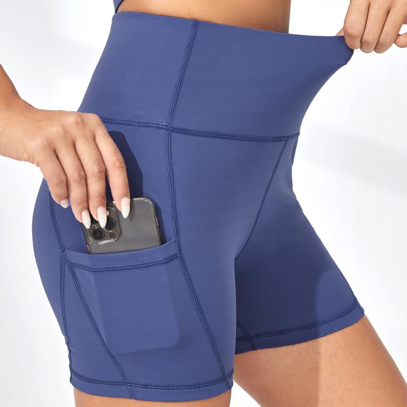 

Quick-Drying Stitch Trim Phone Pocket Sports Shorts, Blue