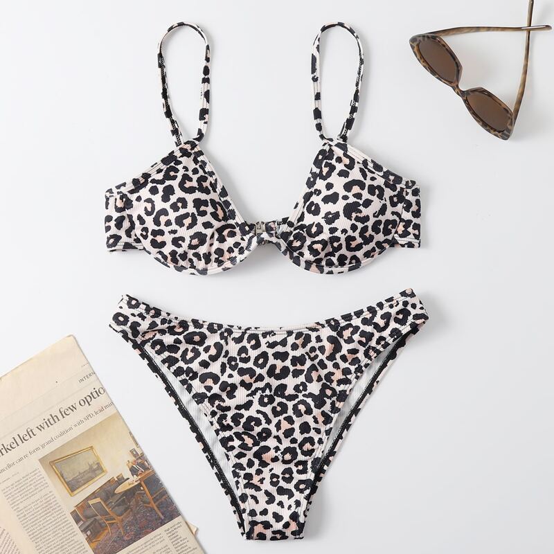 

Leopard Print Bikini Swimsuit, Multicolor