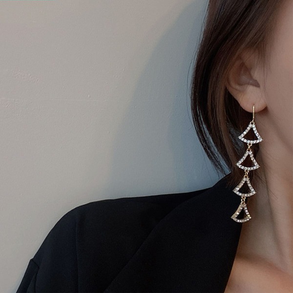 

Rhinestone Decor Drop Earrings, Gold