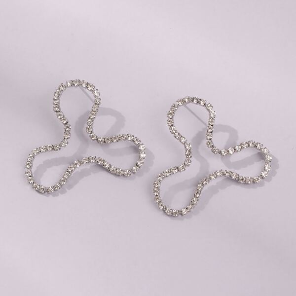 

Rhinestone Decor Stud Earrings, Silver