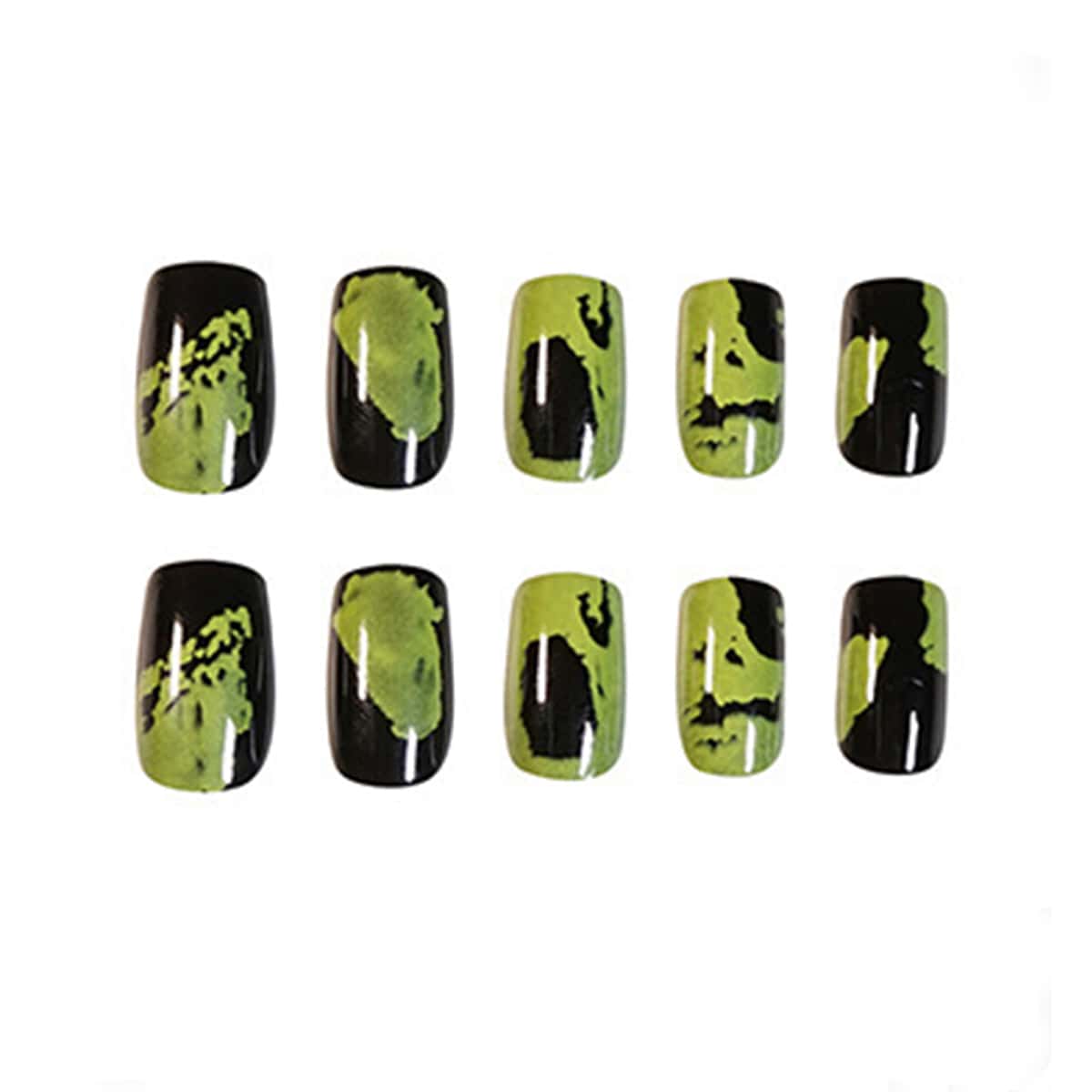 

24pcs Colorblock Fake Nail, Multicolor