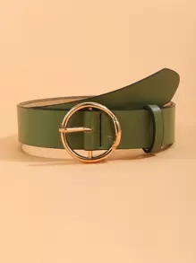 Round Buckle Belt - Green - View 1