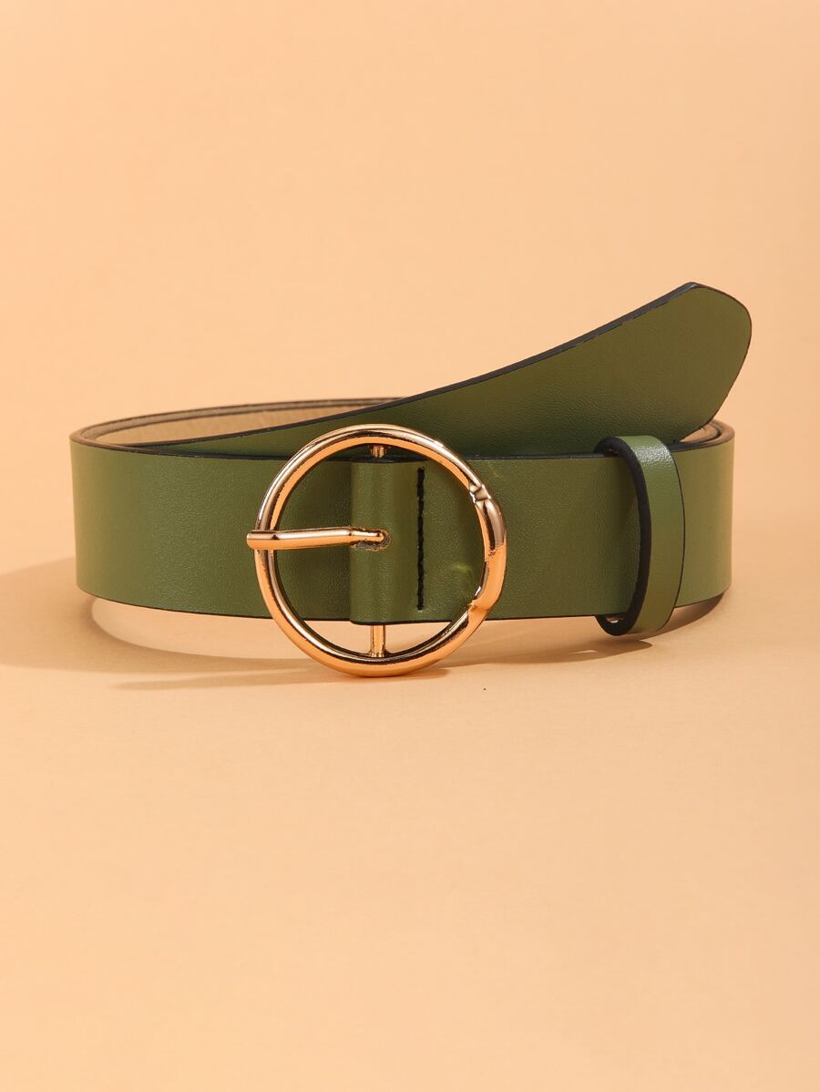 Round Buckle Belt - Green - View 1